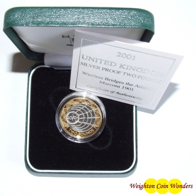 2001 Silver Proof £2 - Marconi Commemorative - Click Image to Close